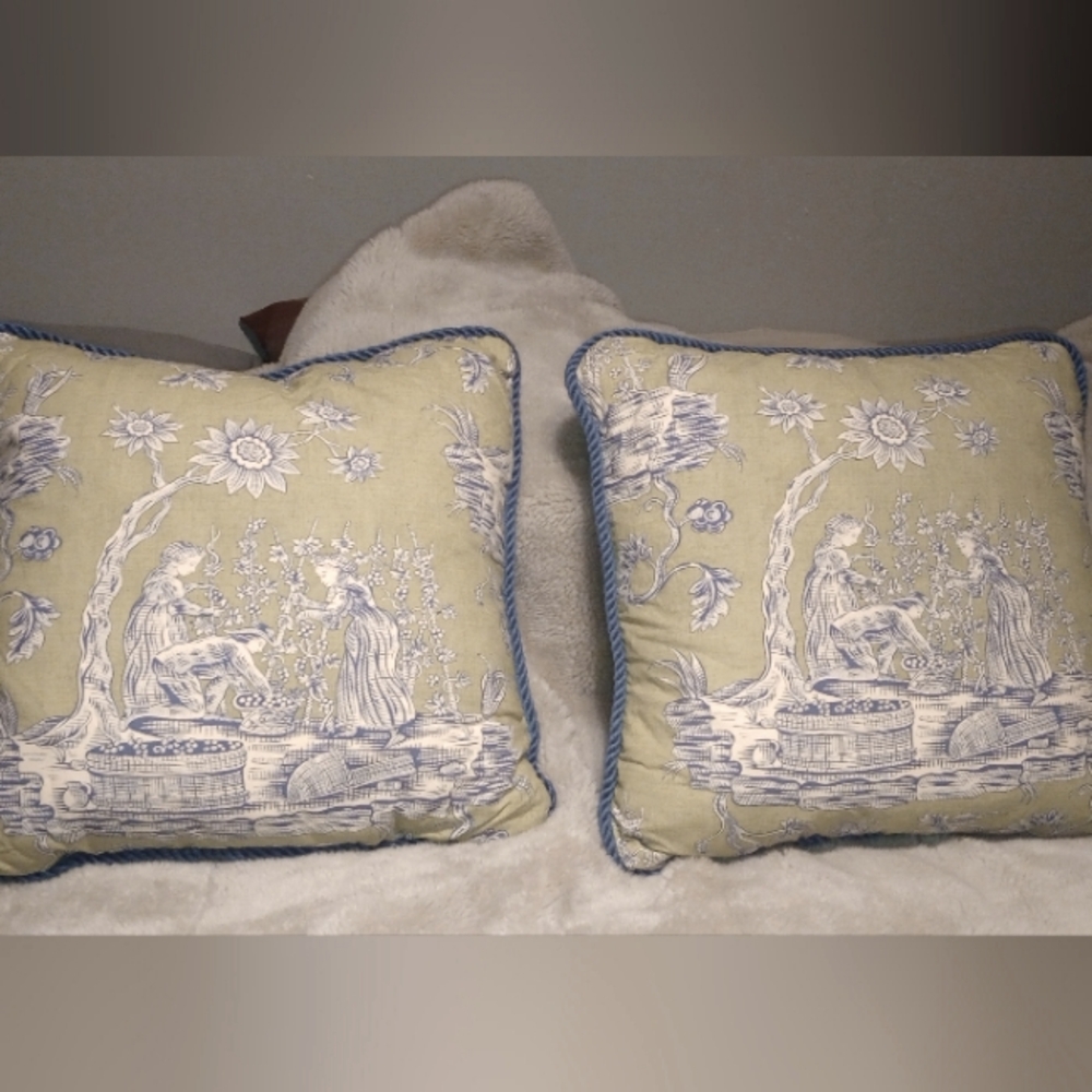 Scalamandre " Winegrowers" Printed Custom Pillows (2)